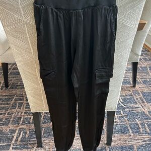 Black satin joggers xs
